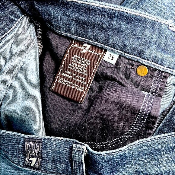 7 FOR ALL MANKIND Gwenevere Ankle Skinny Mid Rise Medium Wash Denim Jeans 28 - Picture 6 of 7